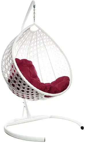 Подвесное кресло M-Group Капля Люкс 11030102 (белый ротанг/бордовая подушка) – изображение в каталоге