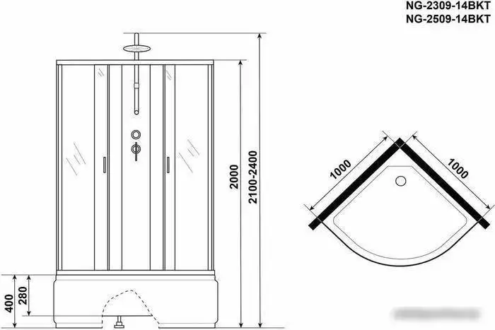 Душевая кабина Niagara NG-2309-14BKT 100x100x200 - фото товара