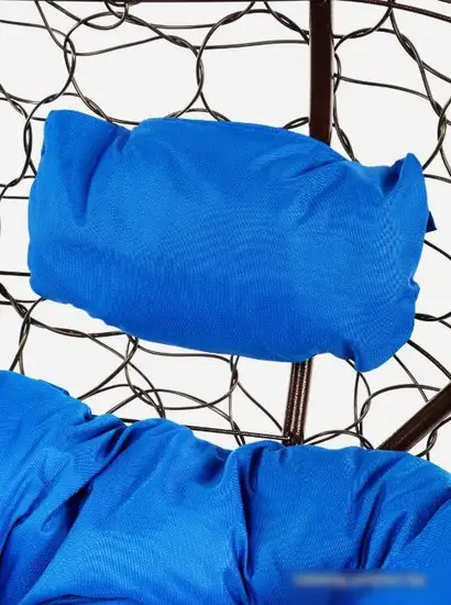 Подвесной диван M-Group Лежебока 11180210 (с коричневым ротангом/синяя подушка) – фото товара