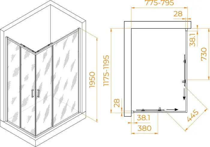 Душевой уголок RGW PA-246B 030824682-14 80x120 (черный/прозрачное стекло) - фото товара