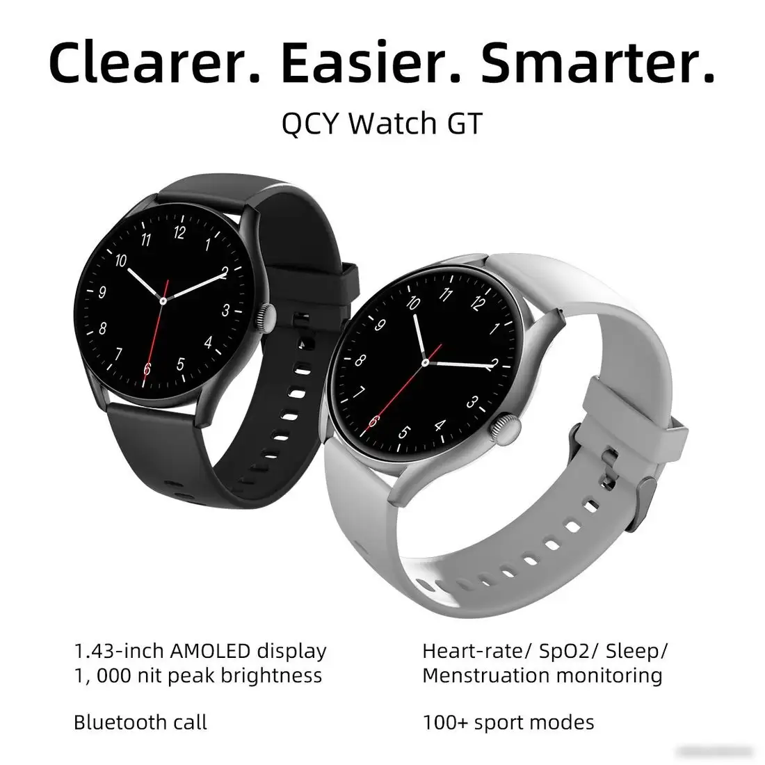 Умные часы QCY Watch GT (серебристый/белый) – фото товара