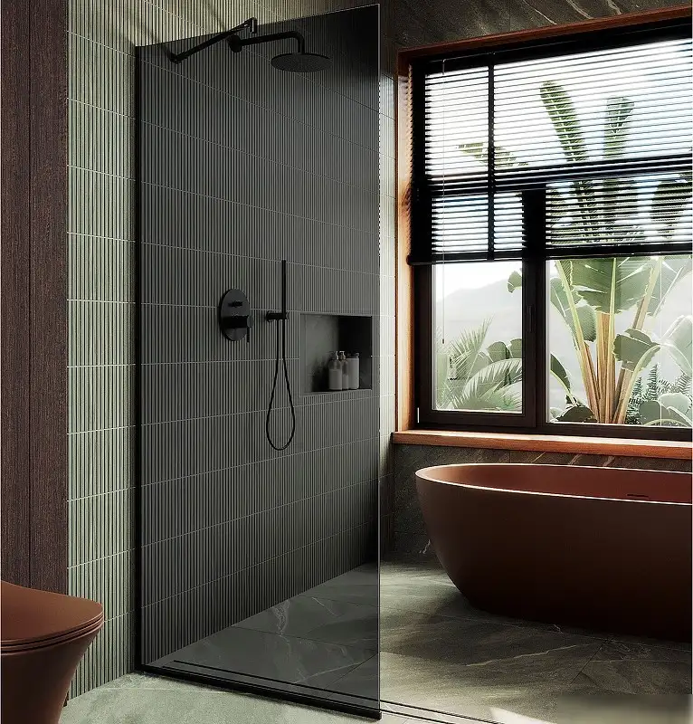 Душевая стенка MaybahGlass 195x109 MGD-681-6у (графитовое стекло/черный) - фото товара