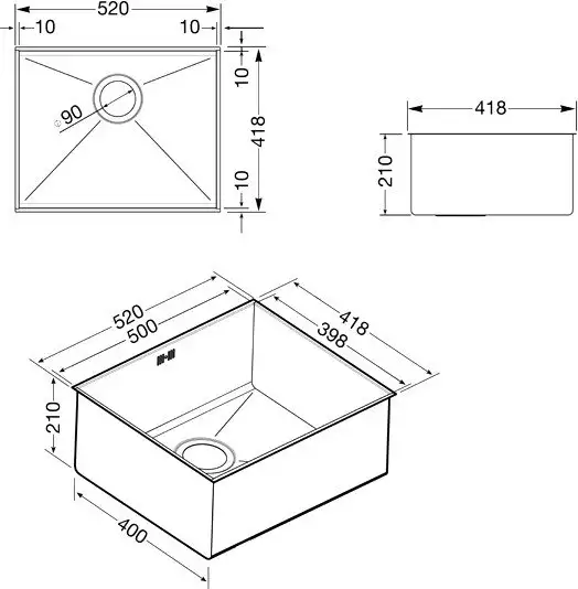 Кухонная мойка Smeg VSTQ50-2 - фото товара