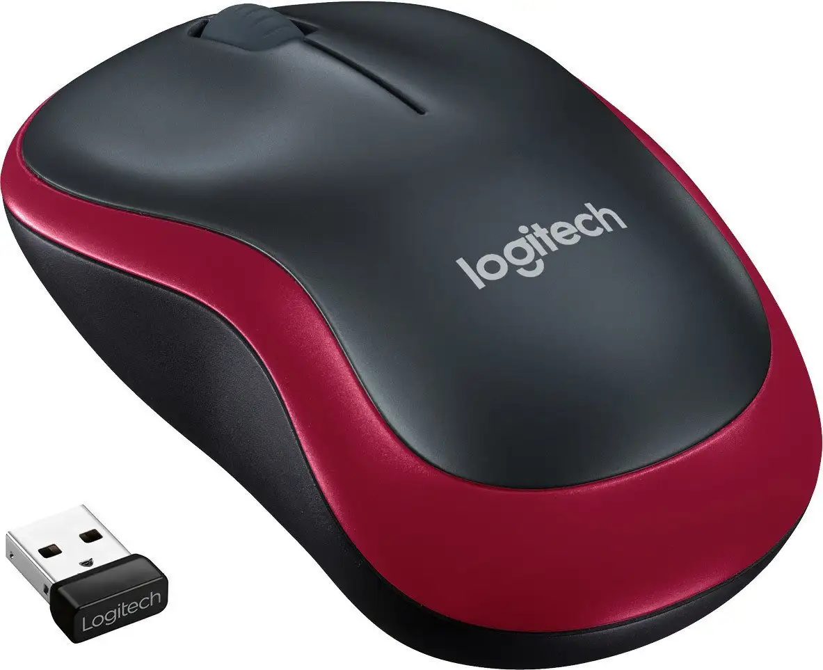 Мышь Logitech M185 (черный/красный) – фото товара