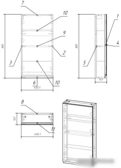 Cersanit Шкаф с зеркалом Moduo 40 LS-MOD40/WH – фото товара