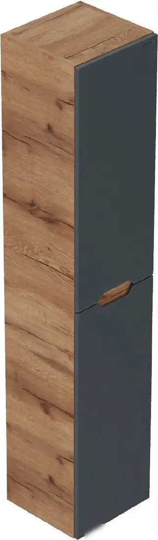 Onika Шкаф-пенал для ванной Айленд 30 403085 (графит/дуб крафт золотой) – фото товара