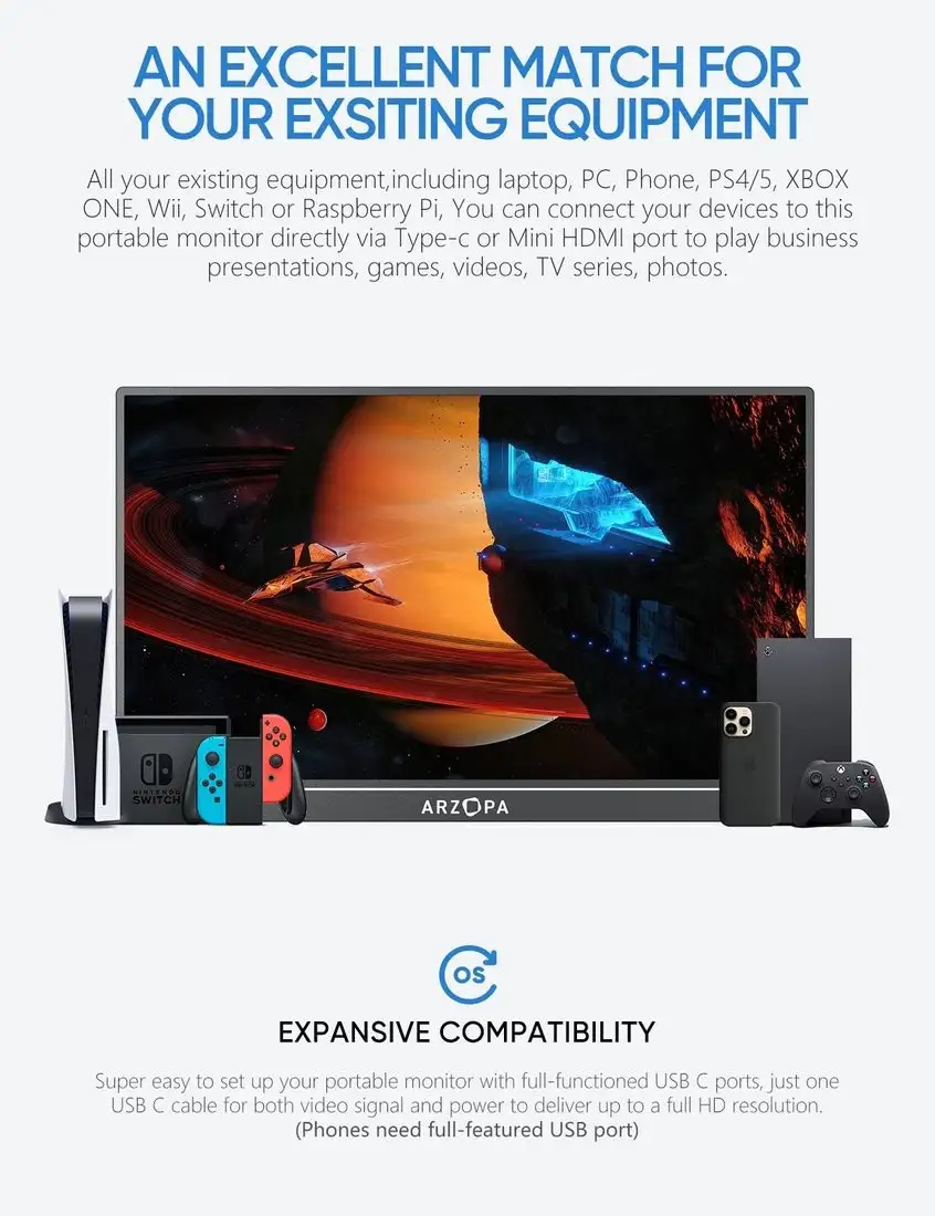 Портативный монитор Arzopa A1M – фото товара