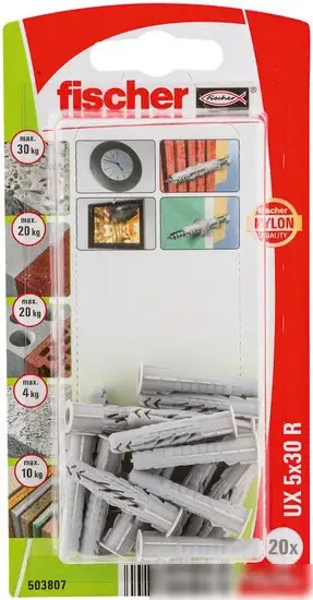 Дюбель универсальный Fischer UX 5X30 R K NV 503807 (20 шт) – фото товара