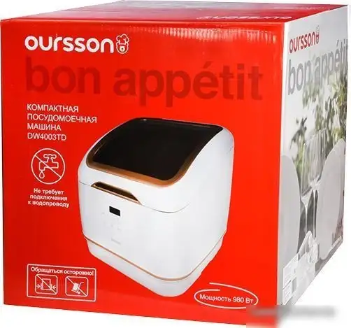 Настольная посудомоечная машина Oursson DW4003TD/WH - фото товара
