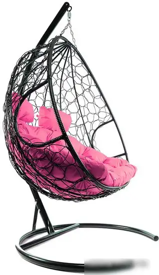 Подвесное кресло M-Group Для двоих 11450408 (черный ротанг/розовая подушка) – фото товара