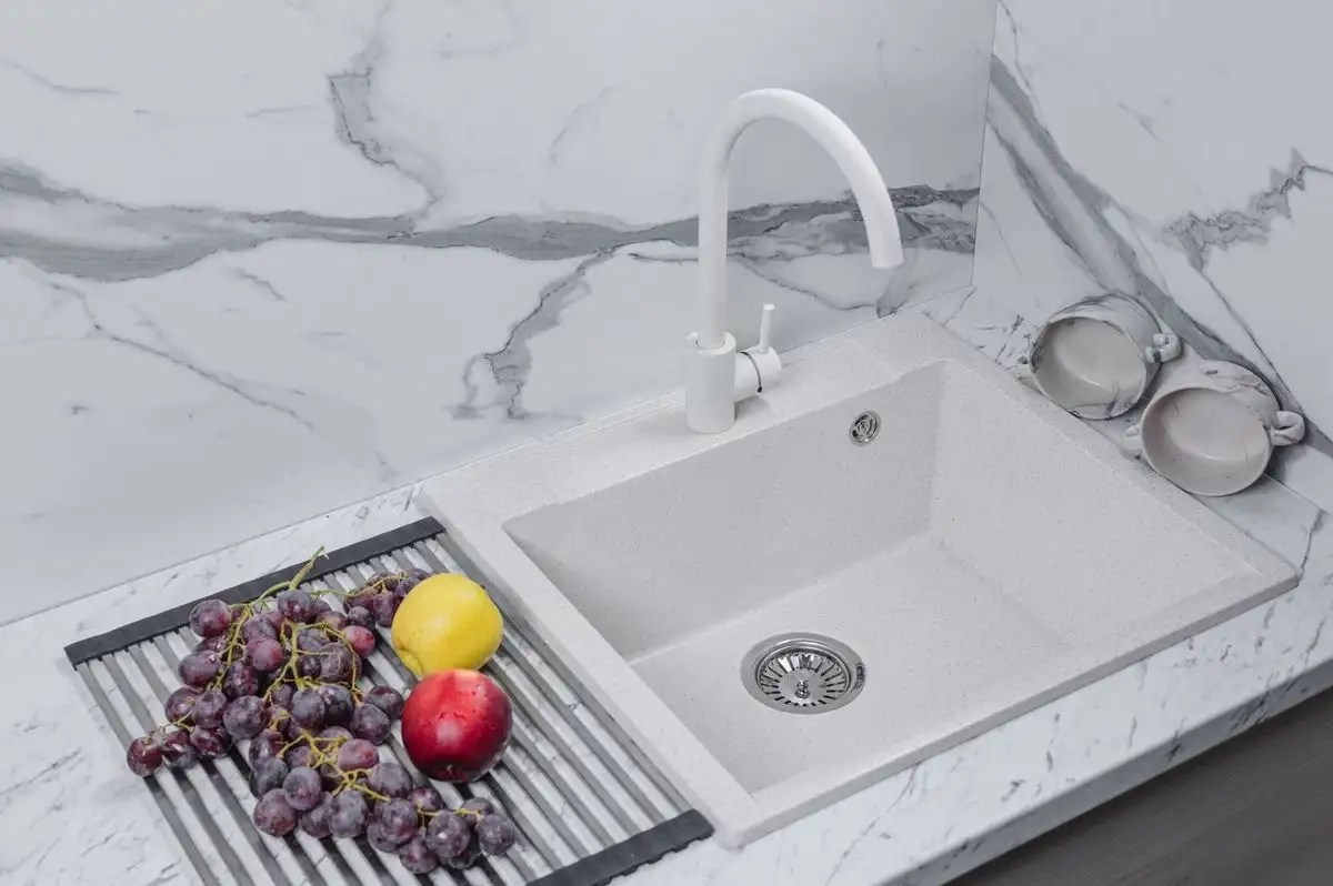 Кухонная мойка Marblan Cubi (бежевый, с сифоном) - фото товара