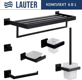 Набор аксессуаров для ванной Lauter 21SH71062+21SH71052+21SH71072+21SH71092+21SH71152+21SH71112 (Matt Black, 6 предметов) – изображение в каталоге