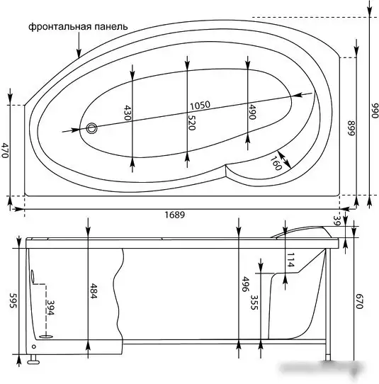 Ванна Aquanet Jersey 170x90 L - фото товара