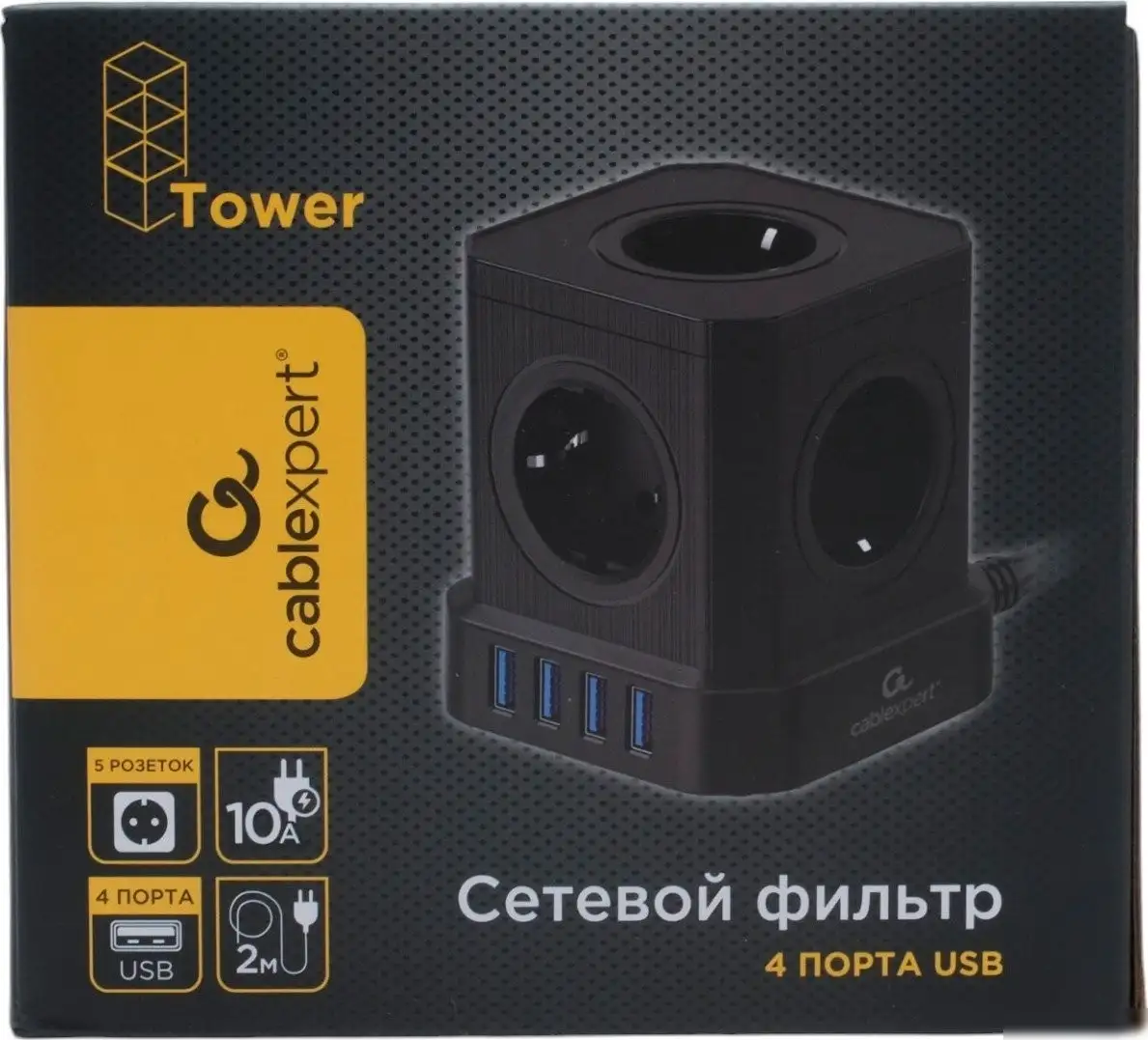 Сетевой фильтр Cablexpert TWR-5-U4-B-2 – фото товара