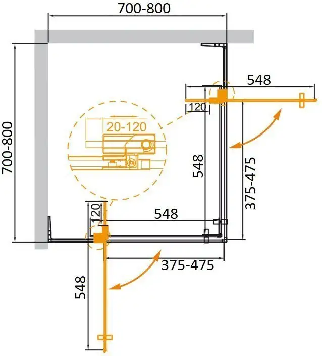 Душевой уголок Cezares SLIDER-A-2-70/80-GRIGIO-GM - фото товара