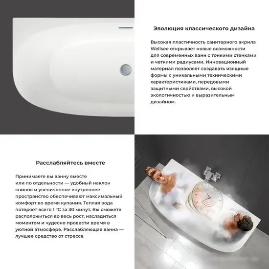 Ванна Wellsee Belle Spa 2.0 170x75 235804003 (пристенная ванна белый глянец, экран, каркас, сифон-автомат матовый черный) - фото товара