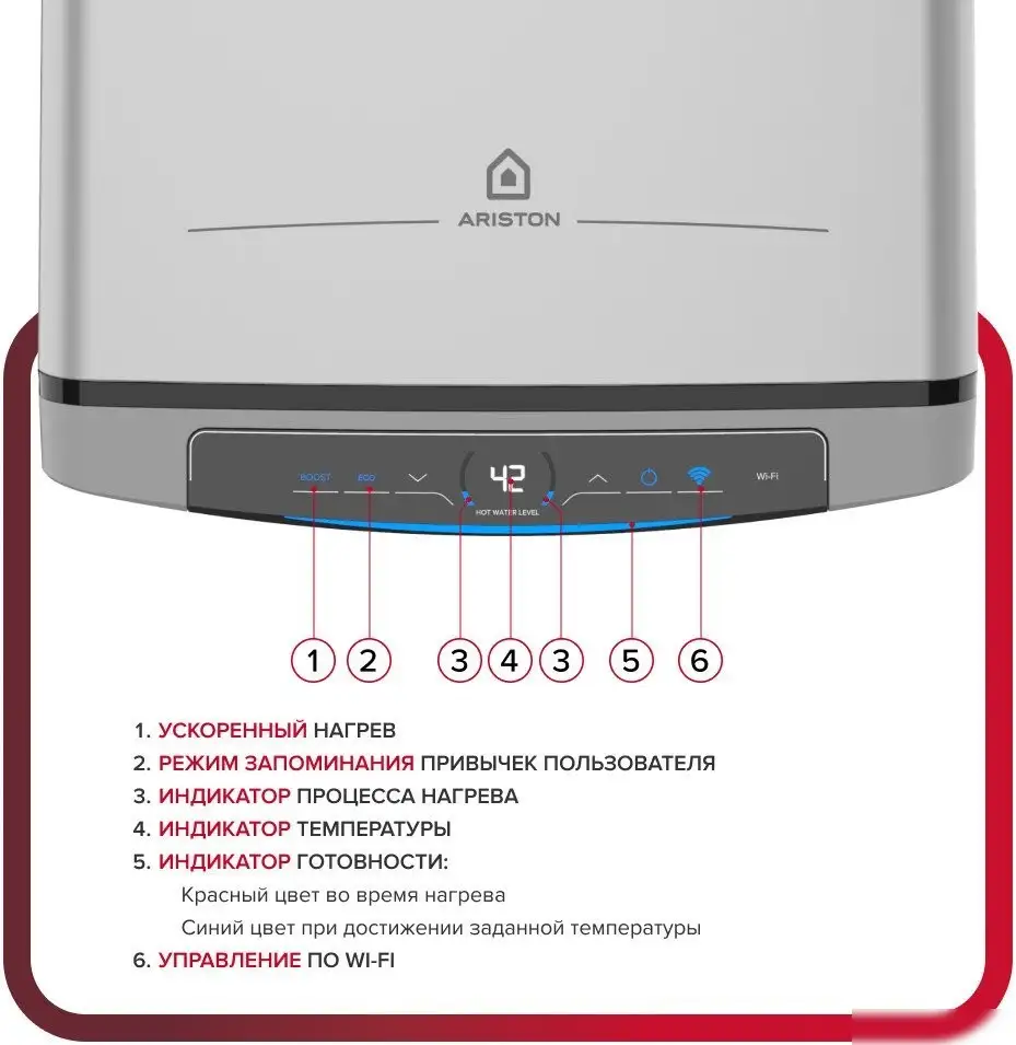 Накопительный электрический водонагреватель Ariston Velis Lux Abse Dry Wifi 100 - фото товара