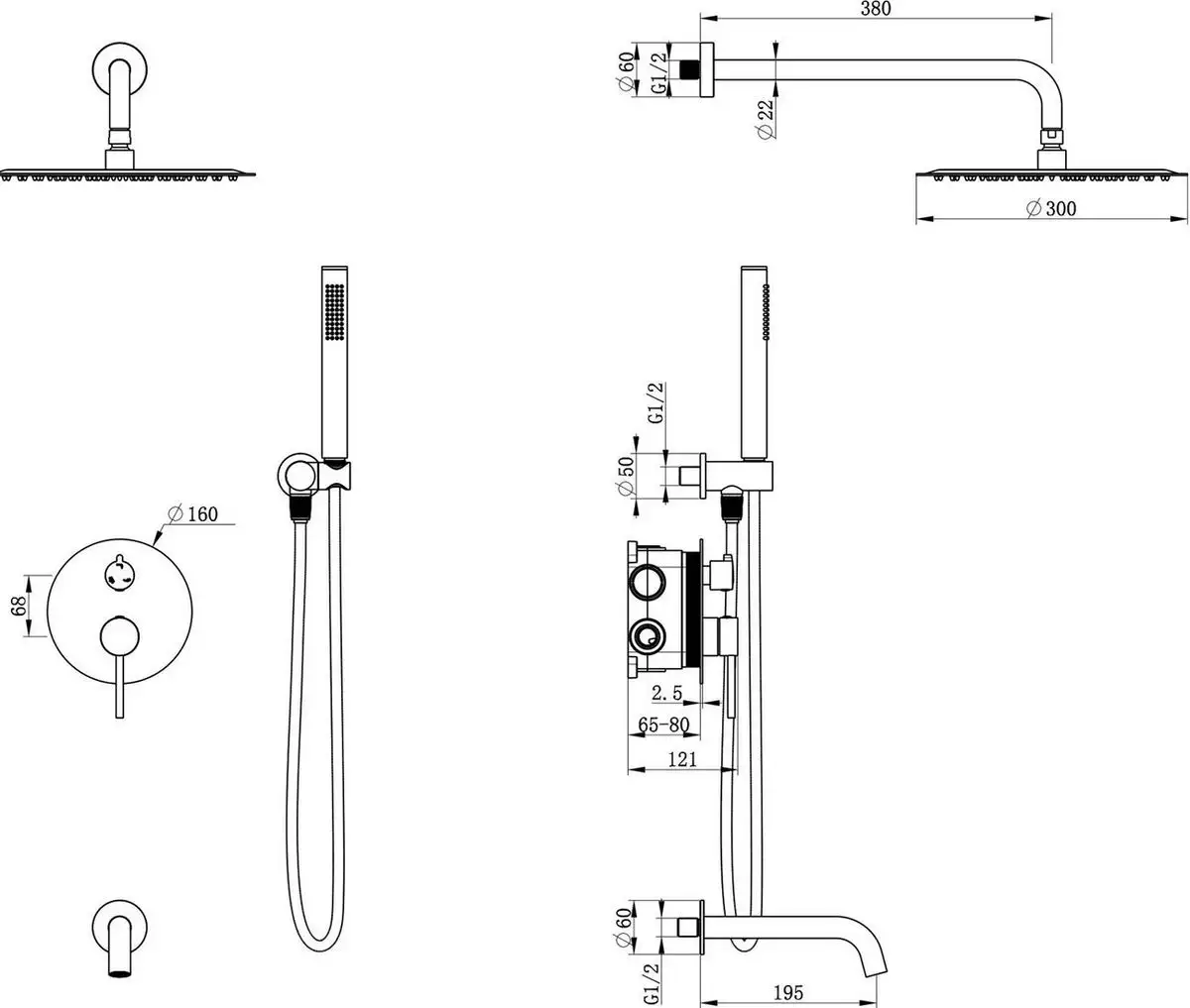 Душевая система Oliveeka OL-88939017-MB - фото товара