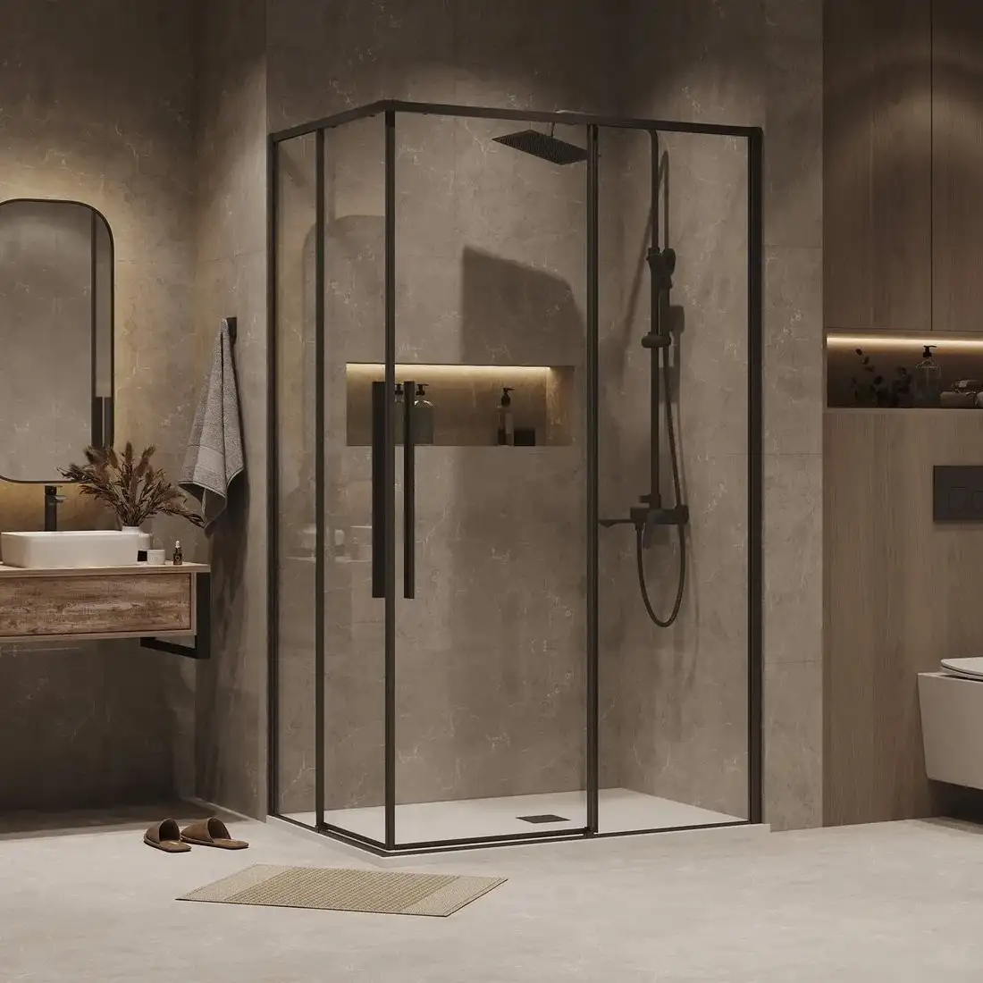 Душевой уголок Grossman Galaxy 110x100x195 300.K33.01.1110.42.00 (графит сатин/прозрачное стекло) - фото товара