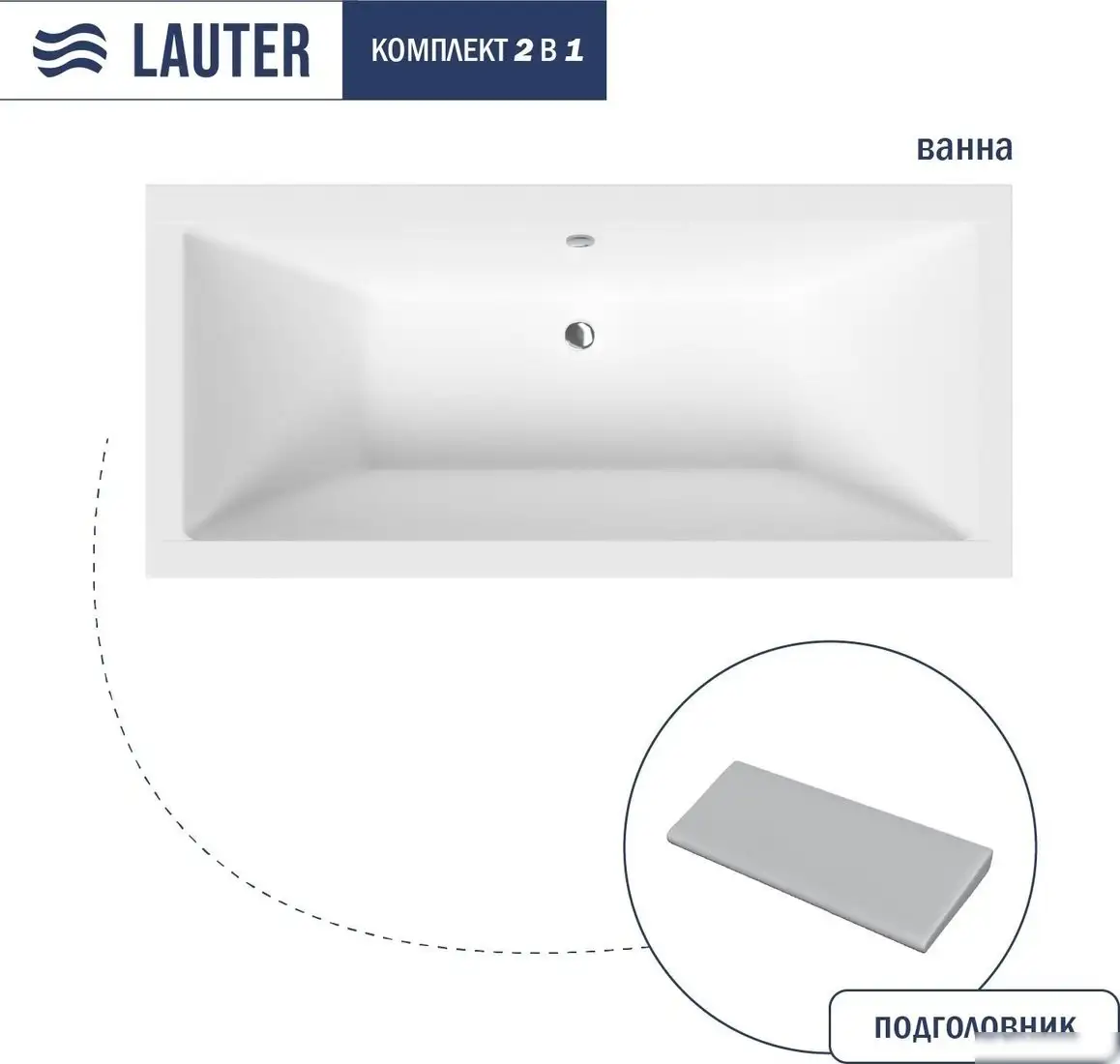 Ванна Lauter Oasis 180 21203080 (с серым подголовником) - фото товара