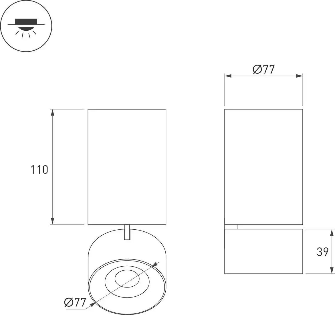 Точечный светильник Arlight SP-PLURIO-SURFACE-LONG-R77-9W Day4000 BK-CHR 36deg 040380 – фото товара
