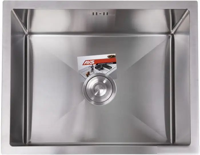 Кухонная мойка AKS Прямоугольная 57x46 (сатин никель) - фото товара