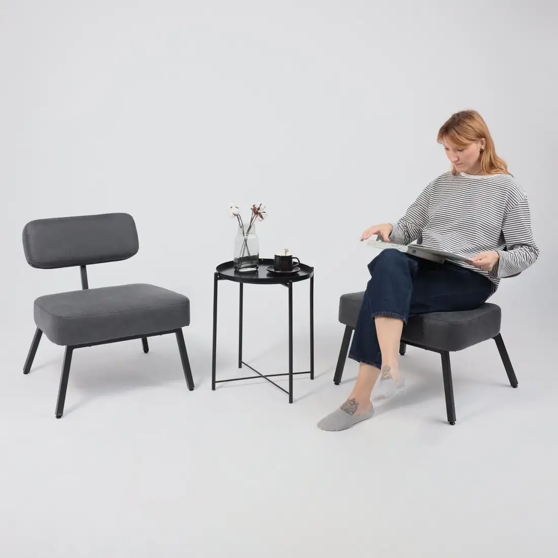 Интерьерное кресло AksHome Aspen (экокожа винтажный черный WATUSI 16/черный) – фото товара