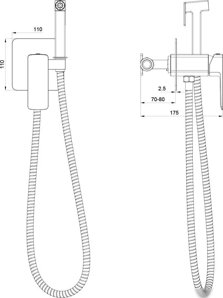 Гигиенический душ Oliveeka 829003 (оружейная сталь) - фото товара