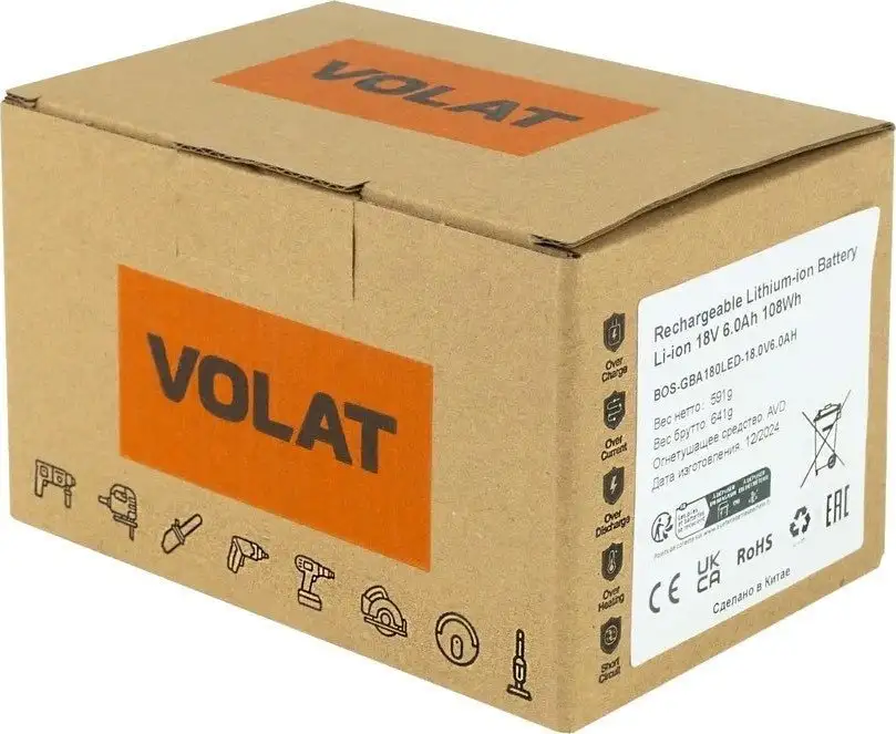 Аккумулятор VOLAT VT-BOS-GBA180-18.0V6.0AH (18В/6 Ah) – фото товара
