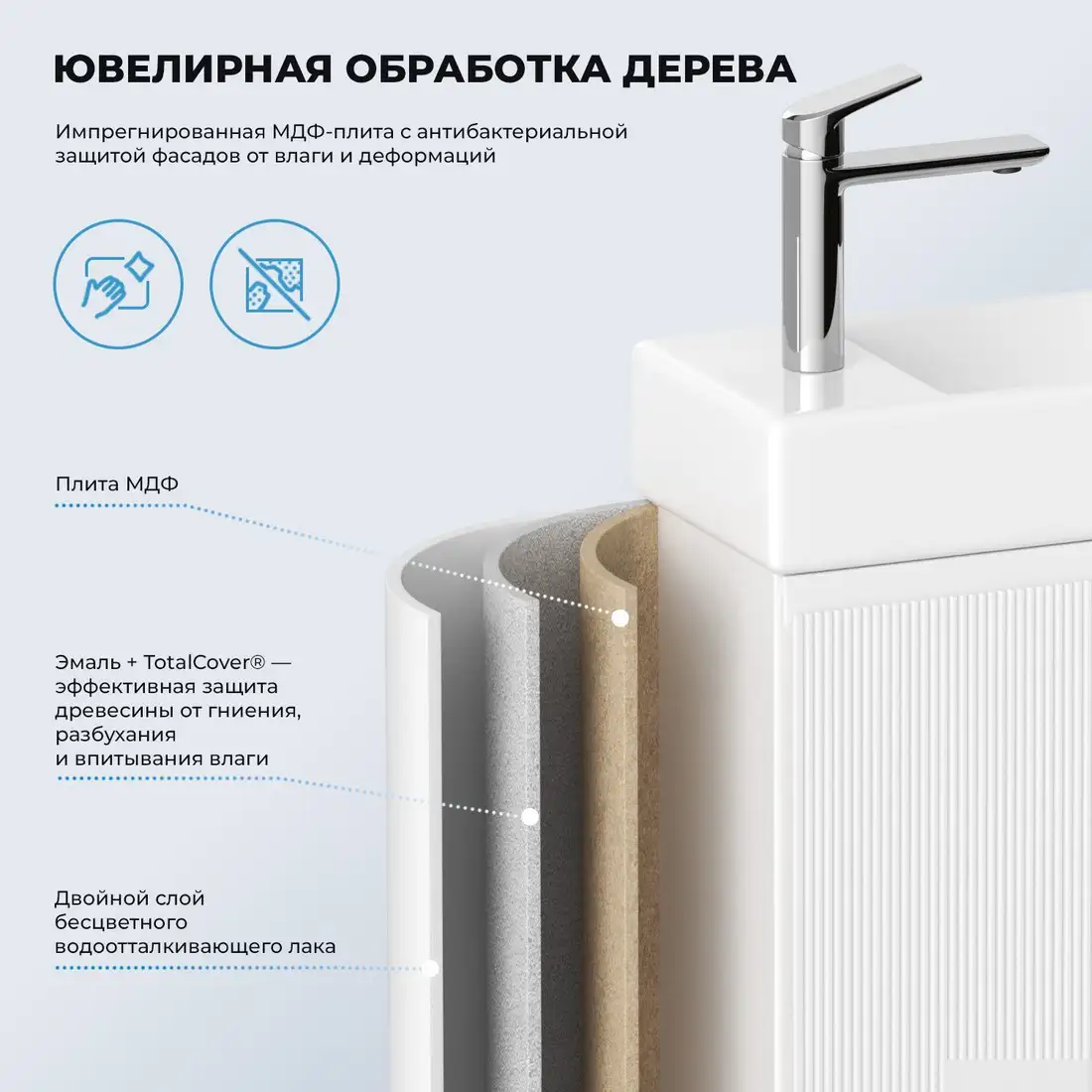 Wellsee Тумба под умывальник 2 в 1 WC Area 221801001 (тумба/матовый белый, раковина/глянцевый белый, без ножек) – фото товара