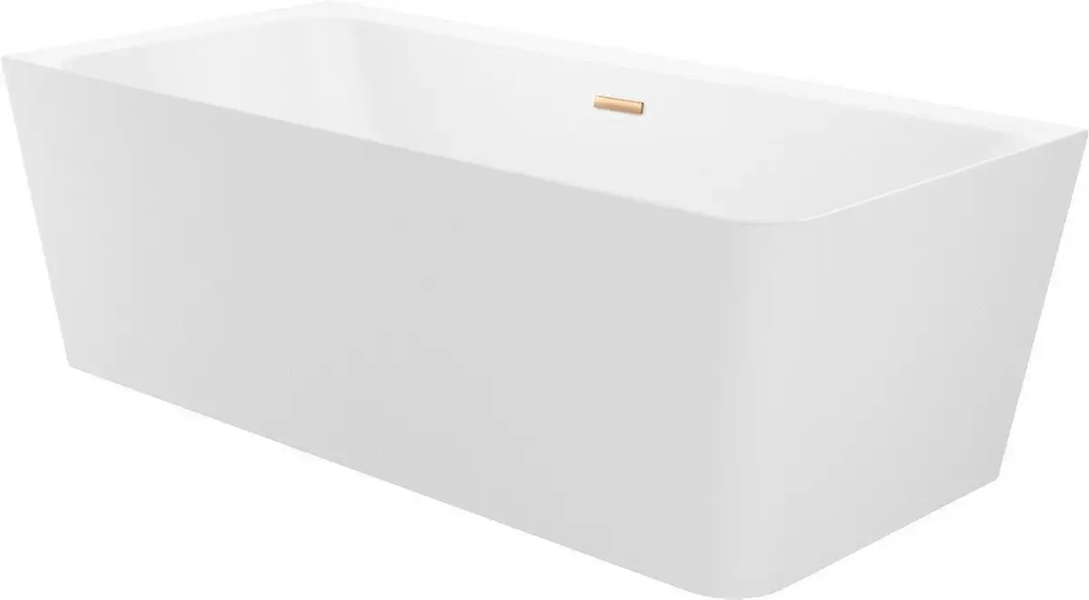 Ванна Wellsee Bromance 170x78 23160404R (пристенная ванна (левая) белый глянец, экран, ножки, сифон-автомат золото) - фото товара