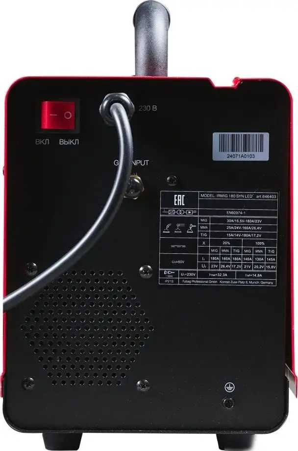 Сварочный инвертор Fubag IRMIG 180 SYN LED 646403 – фото товара