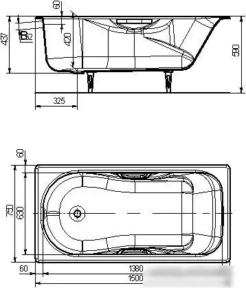 Ванна Универсал Сибирячка с ручками 150x75 - фото товара