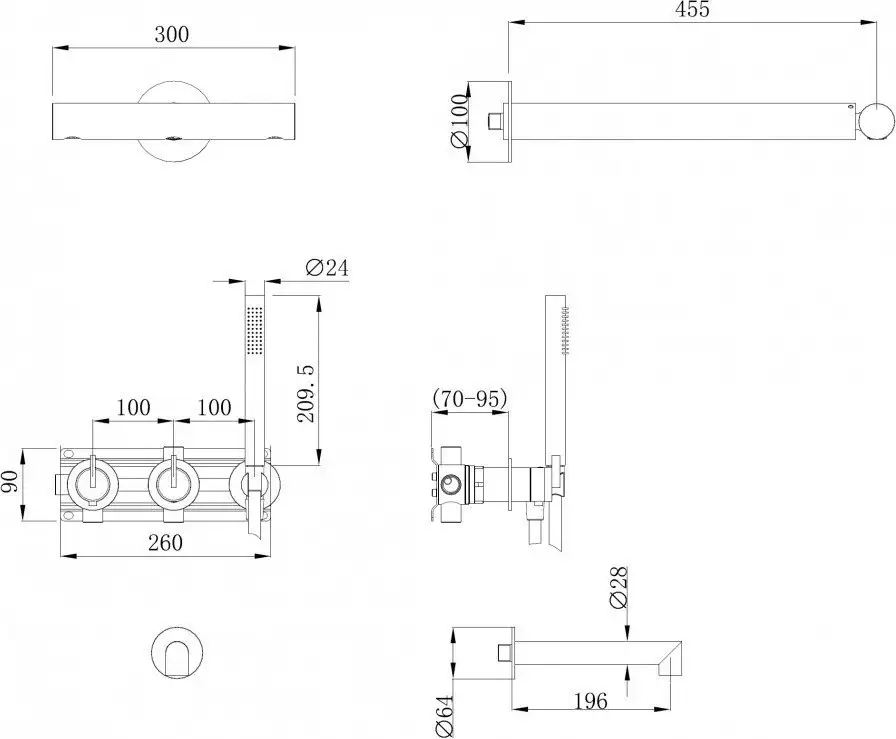 Душевая система Abber Perfekte 316 AF8A50BG (золото брашированное) - фото товара