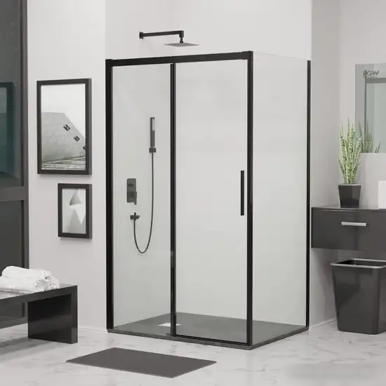 Душевой уголок RGW LE-41B (LE-12B + Z-050-2B) 34124104-014 140x100 (черный/прозрачное стекло) - фото товара