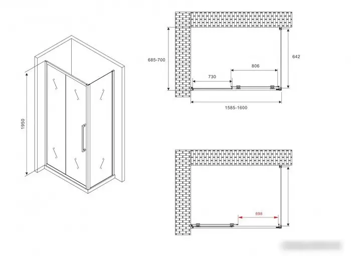 Душевой уголок Abber Schwarzer Diamant AG30160H-S70 - фото товара