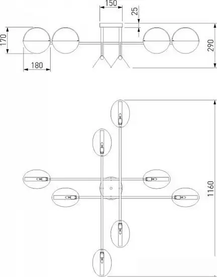 Люстра средней высоты Евросвет Grazia 70148/8 черный/золото – фото товара