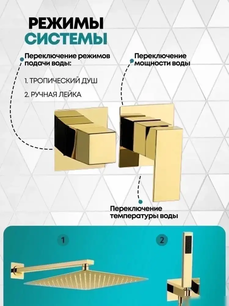 Душевая система Grocenberg GB5080 (золото глянец) - фото товара