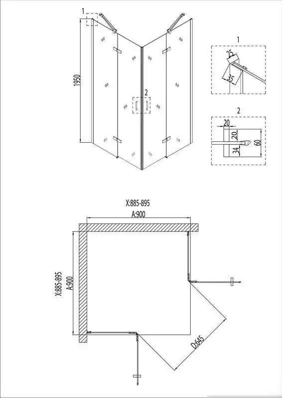 Душевой уголок Niagara NG-6813-08 90x90x195 (черный/прозрачное стекло) - фото товара