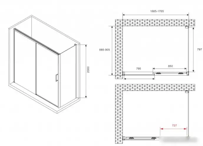 Душевой уголок Abber Komfort AG93170B-S92B - фото товара