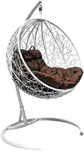 Подвесное кресло M-Group Круг 11050105 (белый ротанг/коричневая подушка)