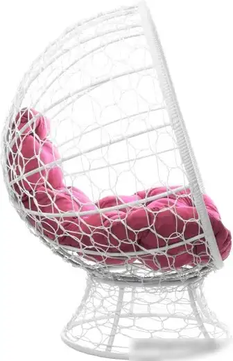 Кресло M-Group Кокос на подставке 11590108 (белый ротанг/розовая подушка) – фото товара