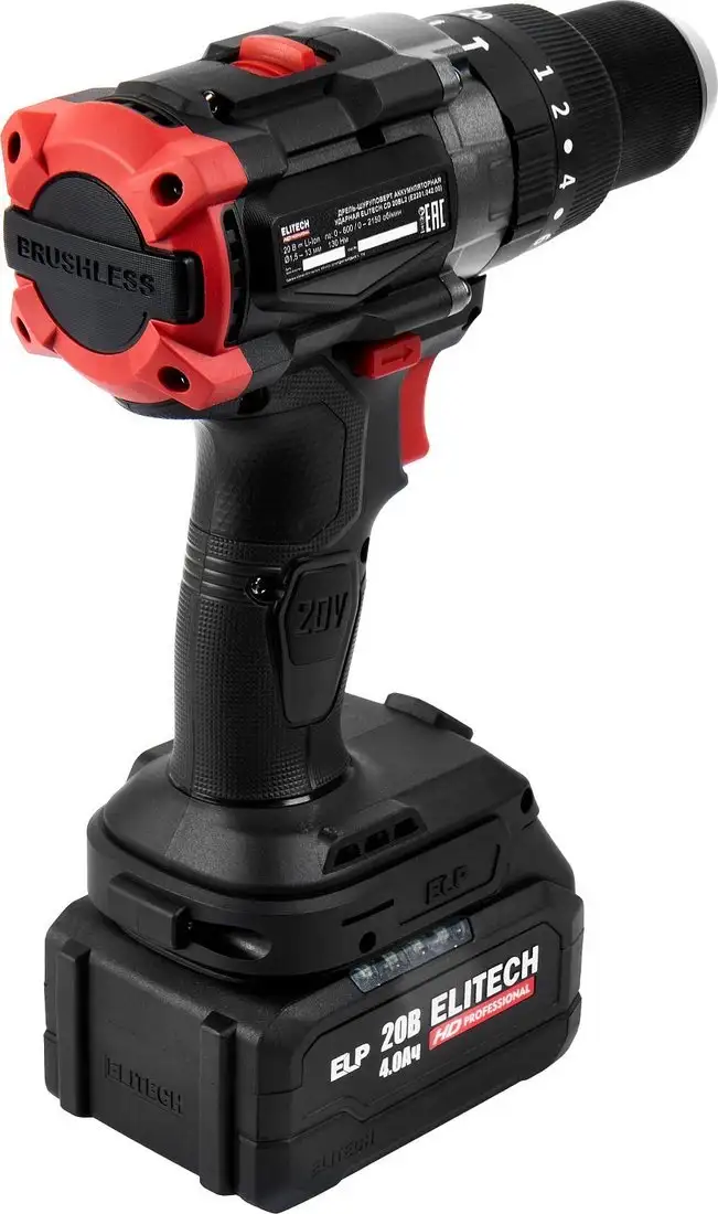 Ударная дрель-шуруповерт ELITECH CD 20BL2 E2201.042.02 (с 2-мя АКБ, кейс) – фото товара