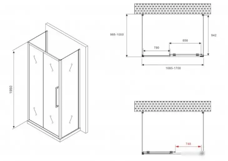 Душевой уголок Abber Schwarzer Diamant AG30170H-S100-S100 - подробное фото Душевой уголок Abber Schwarzer Diamant AG30170H-S100-S100 - фото товара