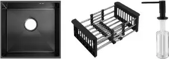 Кухонная мойка Schtoff Undermount Best Decor Black 4545 + коландер KR-1 BLACK+ дозатор SD-1 BLACK - изображение в каталоге