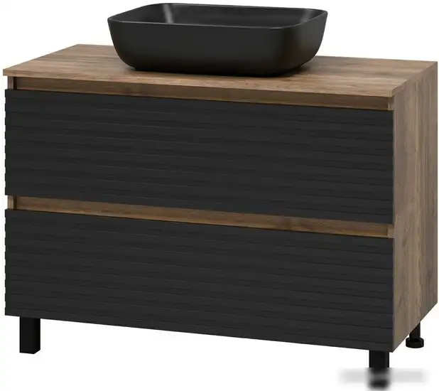 Brevita Тумба под умывальник Dakota DAK-07100-19/02-2Я (черный/темное дерево) – фото товара
