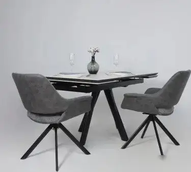 Стул с подлокотниками Мамадома Offy-R 360 (g22 Graphite шенилл Lux - Graphite замша Lux/черный) – фото товара
