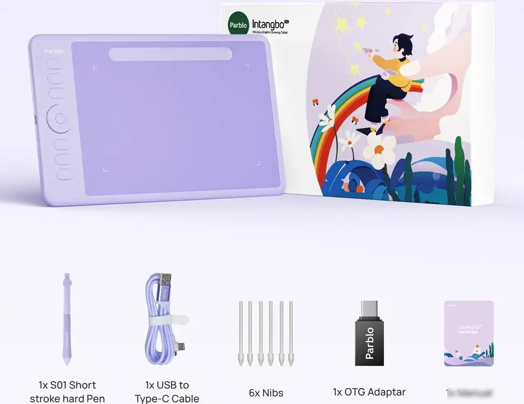 Графический планшет Parblo Intangbo SW (пурпурный) – фото товара