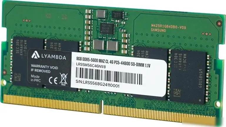 Оперативная память Lyambda 8ГБ DDR5 SODIMM 5600 МГц LRS5M56C46N1/8 – фото товара