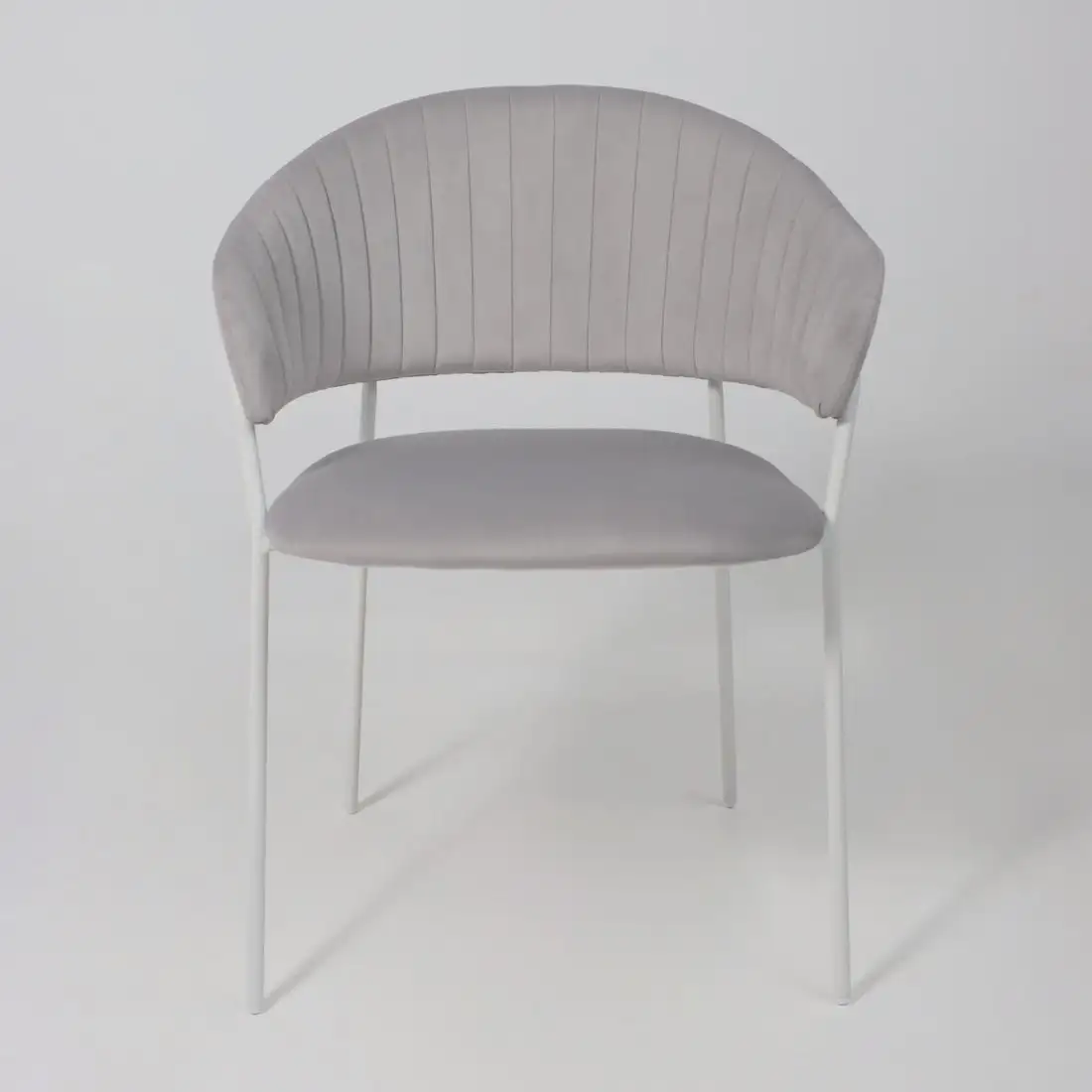 Стул с подлокотниками Алвест AV 433 (светло-серый бархат H-09/белый) – фото товара